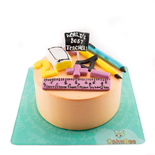 World's Best Teacher Fondant Cake