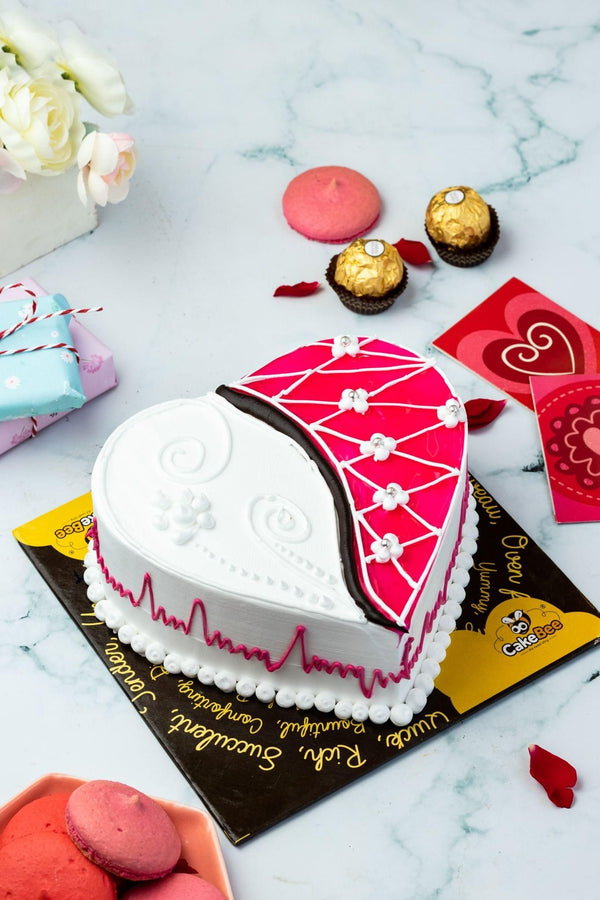 Two in One Heart Cake