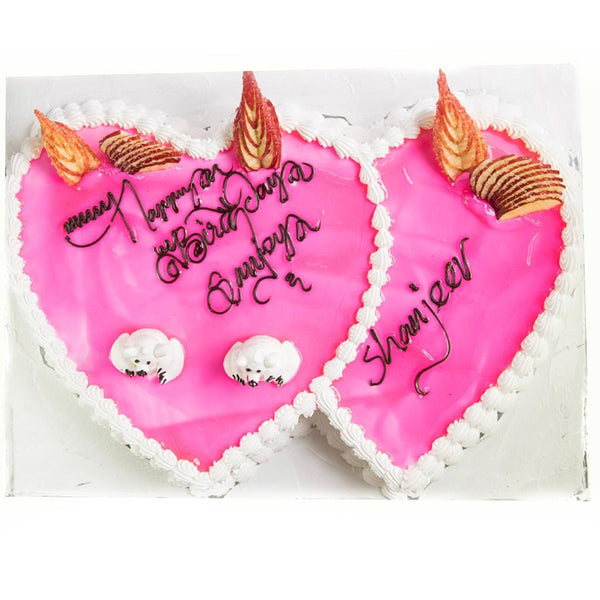 Double Heart Shaped Strawberry Cake Online | DoorstepCake