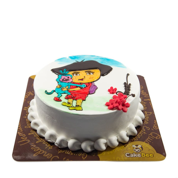 Buy Dora Cartoon Characters Artwork Fondant Cake-Dora Cartoon Characters  Artwork Cake