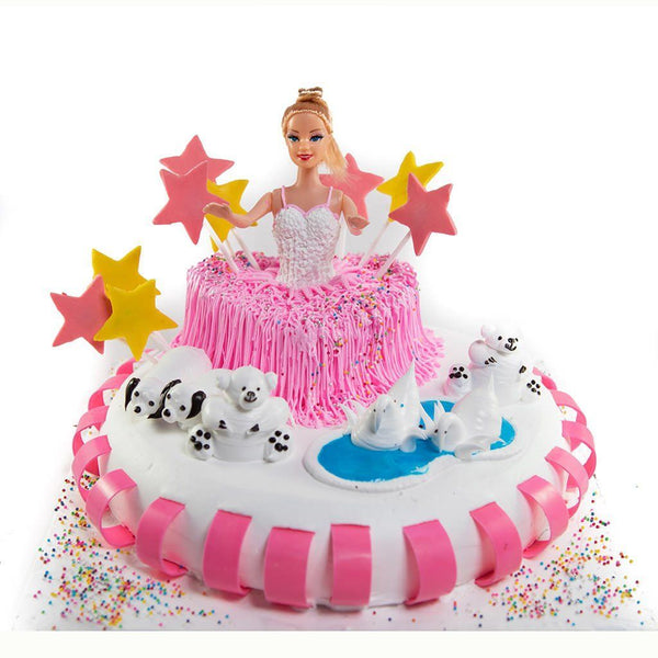Send barbie doll theme cake special for girls online by GiftJaipur in  Rajasthan