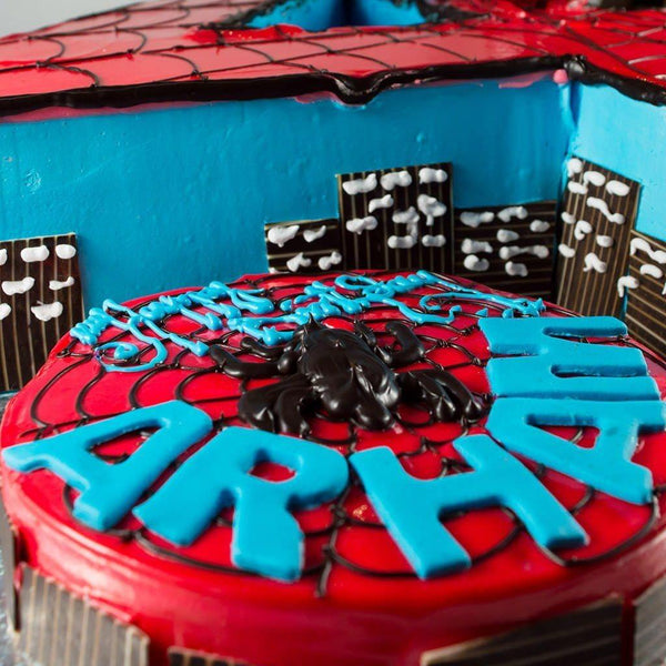 20+Spiderman Birthday Cake Ideas : Red Spiderman Cake for 3rd Birthday