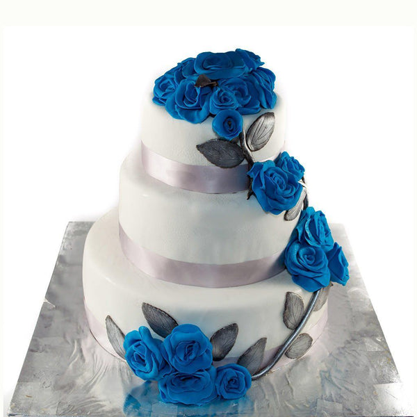 Three Tier Blue Purple and Burgundy Wedding Cake - The Girl on the Swing