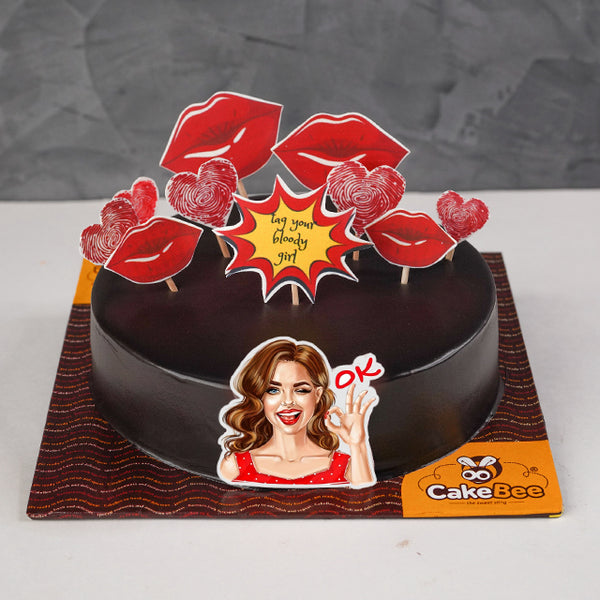 Buy Social Media Addict Lady Cake Online in Delhi NCR : Fondant Cake Studio